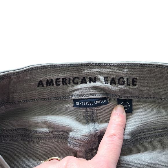 American Eagle Womens Lt Gray Festival Flare Jeans Size 0 R Stretch Boho Denim - Picture 4 of 10